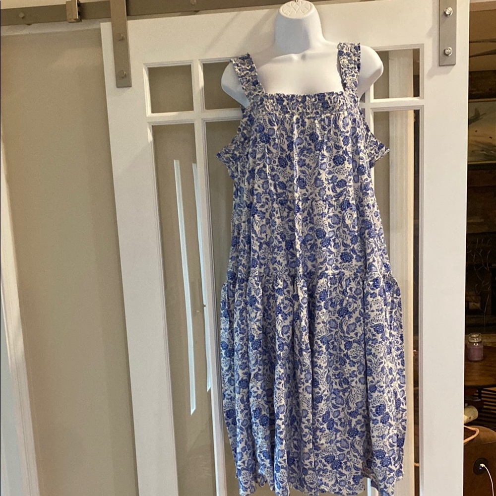 Old Navy Blue and White Ruffled Tiered Sundress. NWOT